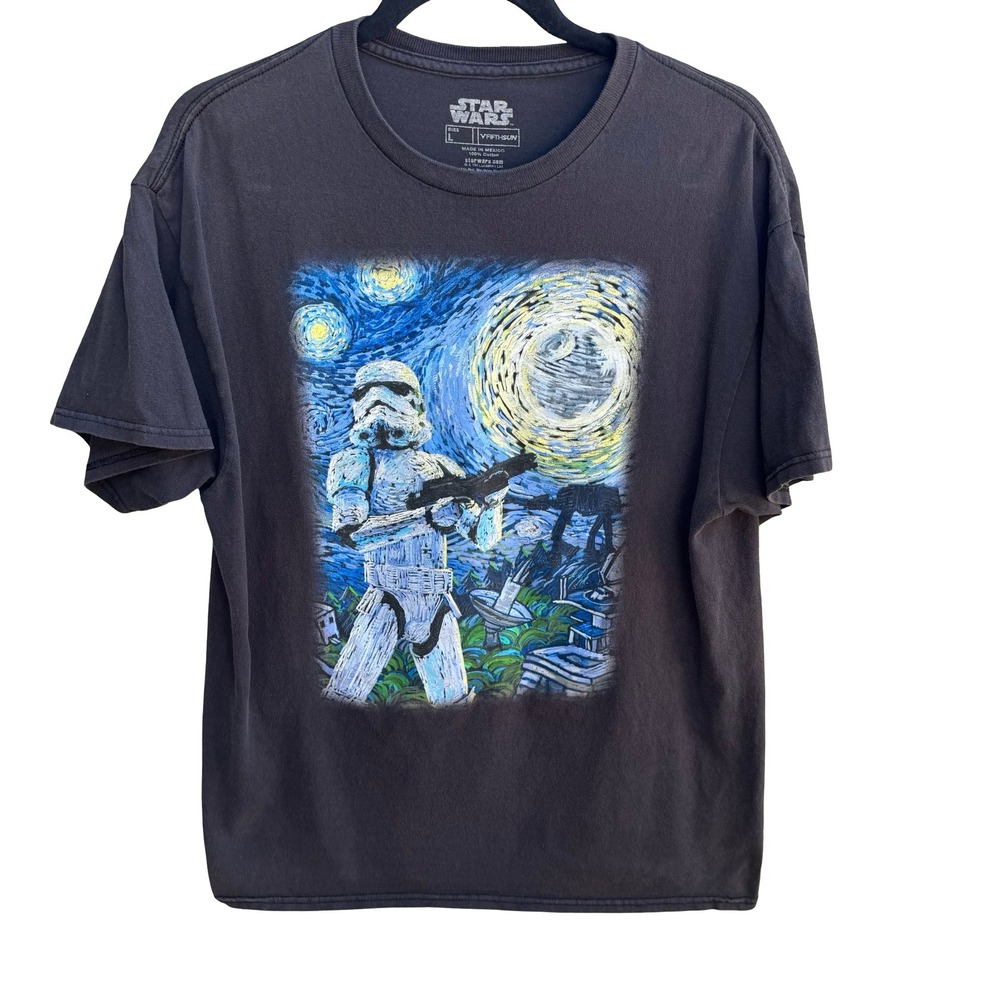 Star Wars Stormtrooper Starry Night Van Gogh Graphic T-Shirt Fifth Sun Sci Fi L